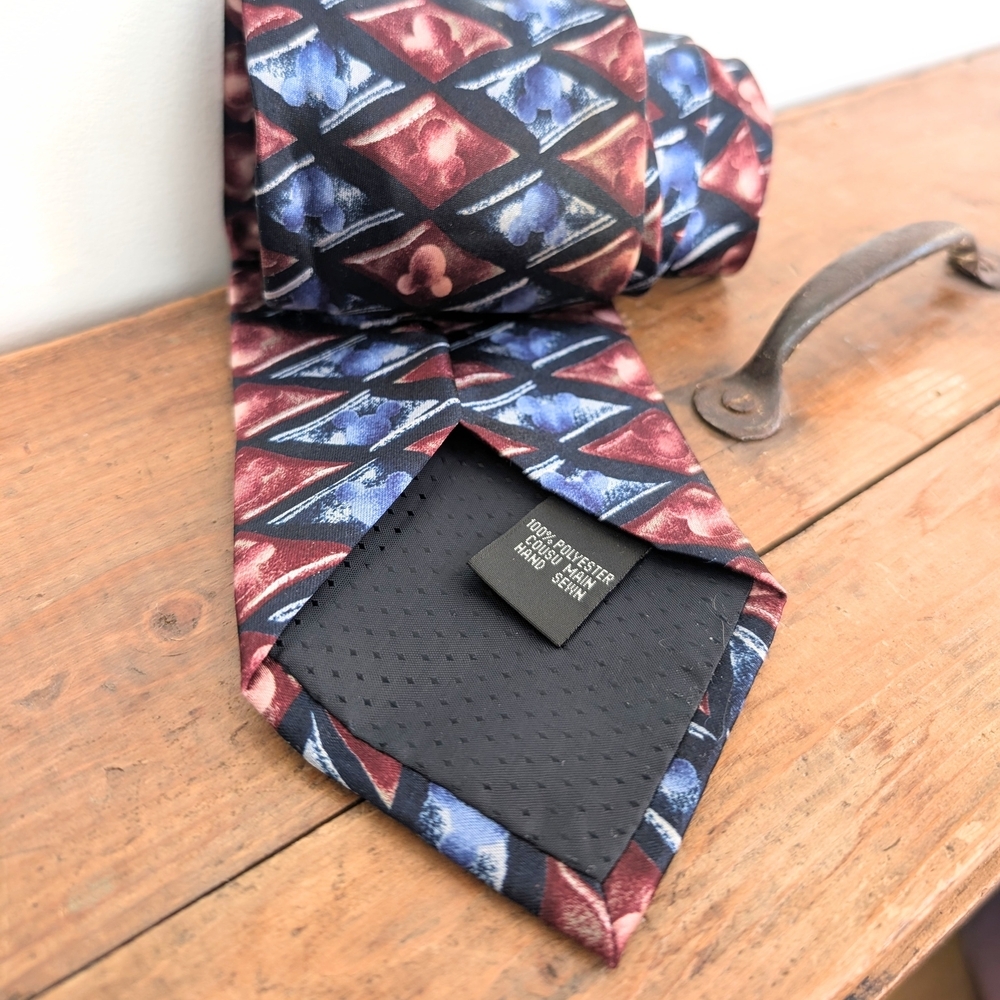 Vintage Mickey Unlimited Hand Sewn Tie ~ Discreet Geometric Mickey Mouse Pattern - Picture 5 of 6